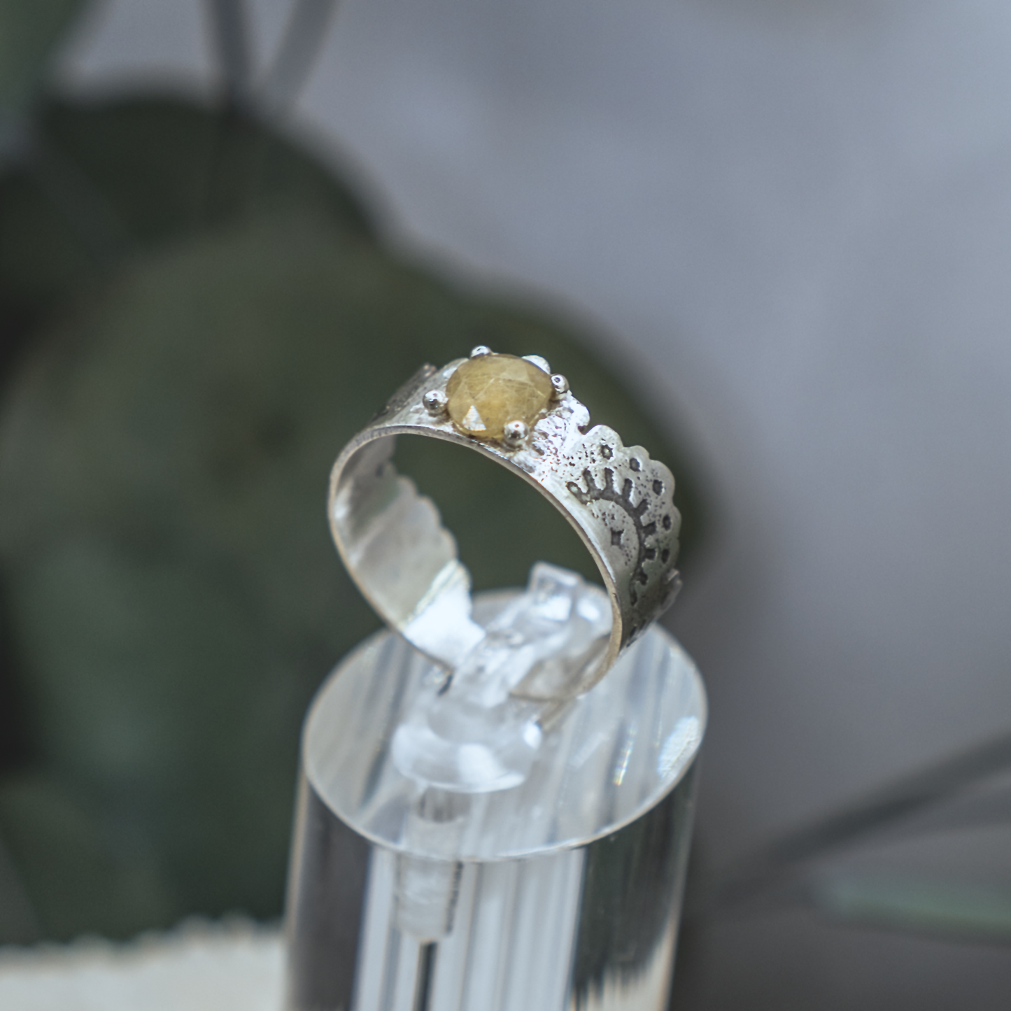 Star Rise Ring - Sterling Silver & Rose Cut Sapphire