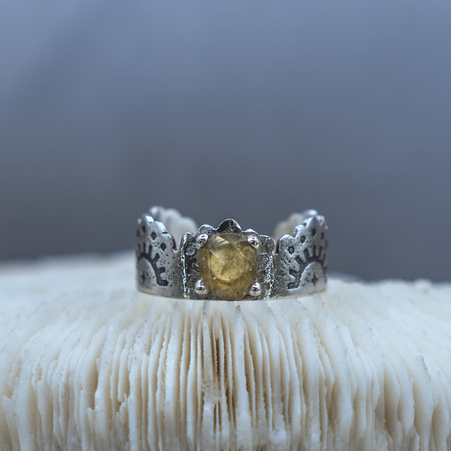 Star Rise Ring - Sterling Silver & Rose Cut Sapphire