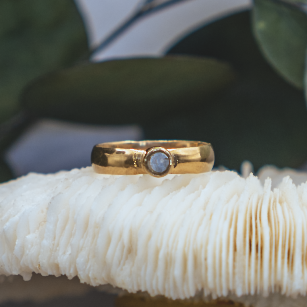 Moonspark Ring I - Rustic Diamond and 18K Gold Vermeil