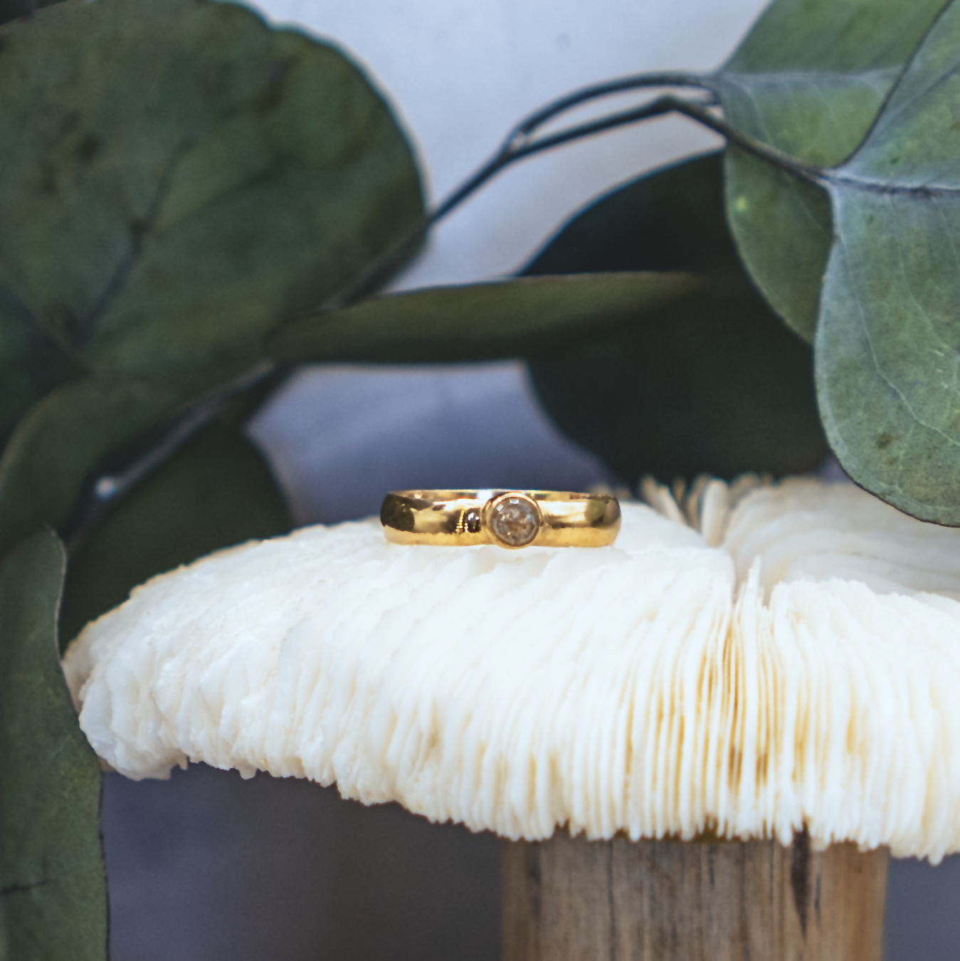 Moonspark Ring II - Rustic Diamond and 18K Gold Vermeil