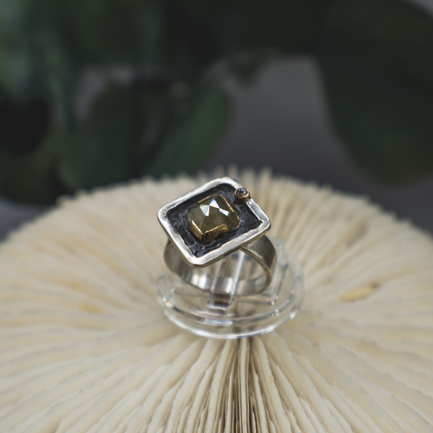 Reliquary Ring I - Rustic and Fine Diamond, 18K Gold and Sterling Silver Ring