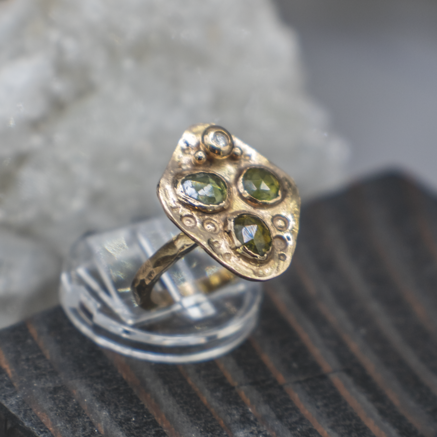 Midsummer Ember Ring I - Multi-colored Tourmaline, White Diamond, 18K Gold Vermeil Ring
