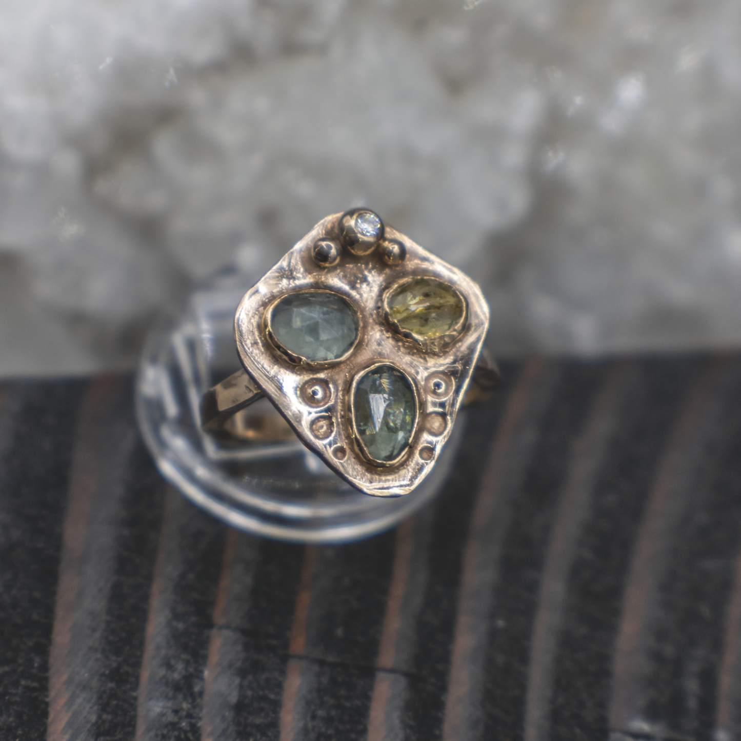 Midsummer Ember Ring III - Multi-colored Tourmaline, White Diamond, 18K Gold Vermeil Ring