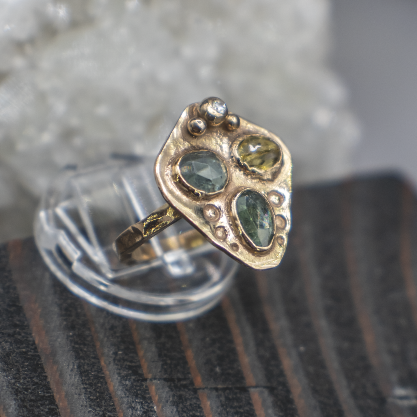 Midsummer Ember Ring III - Multi-colored Tourmaline, White Diamond, 18K Gold Vermeil Ring