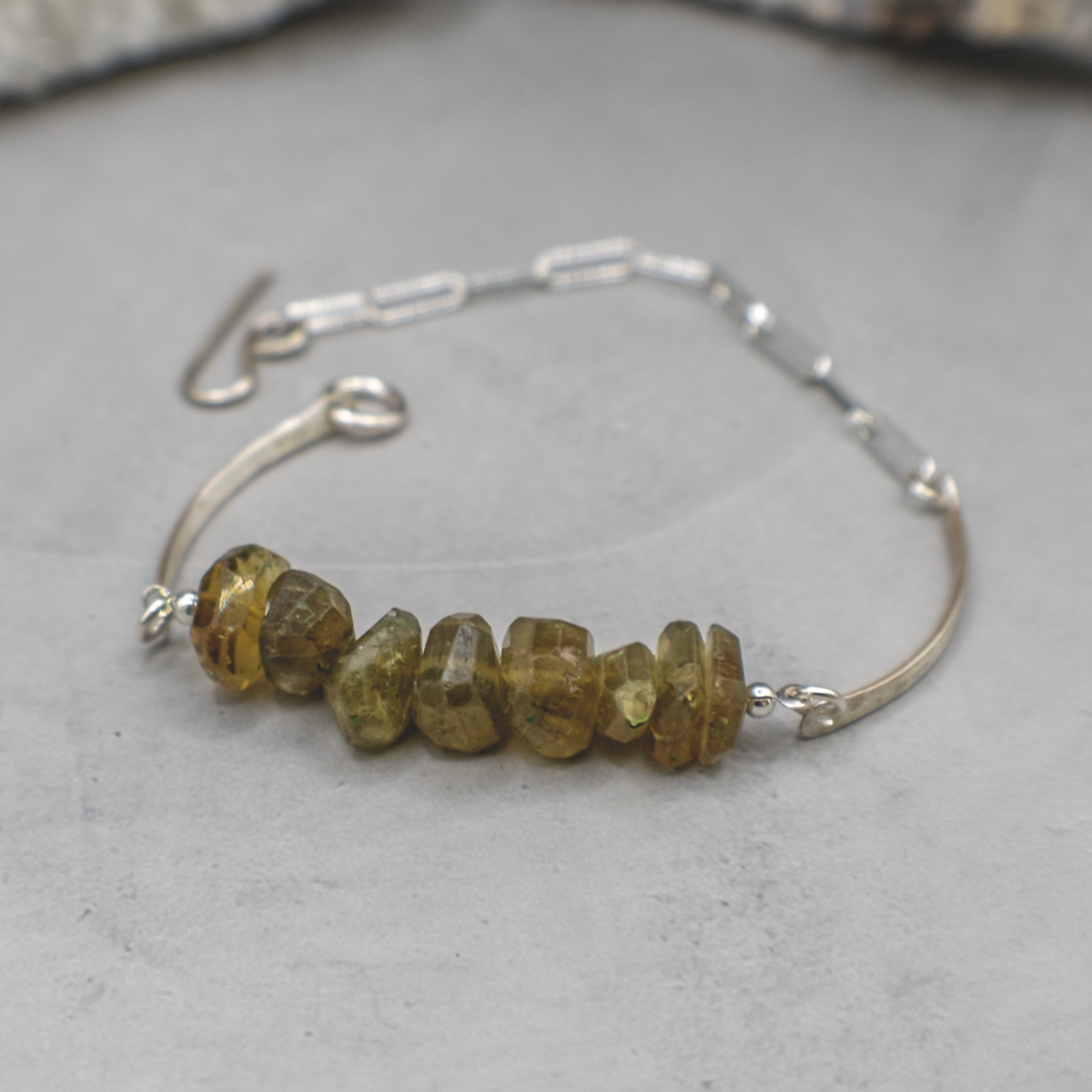 Verdant Spine Bracelet - Vessonite and Sterling Silver