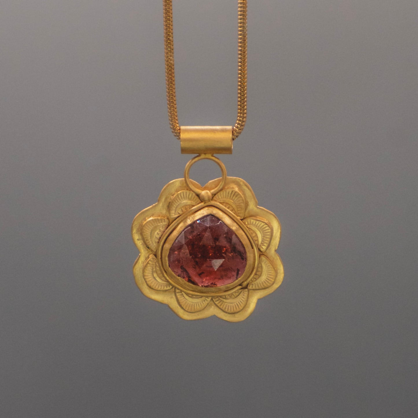 Desert Rose Necklace - 18k Vermeil Tourmaline Gold Necklace