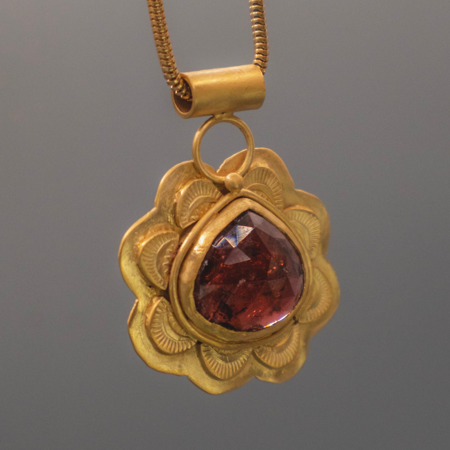 Desert Rose Necklace - 18k Vermeil Tourmaline Gold Necklace