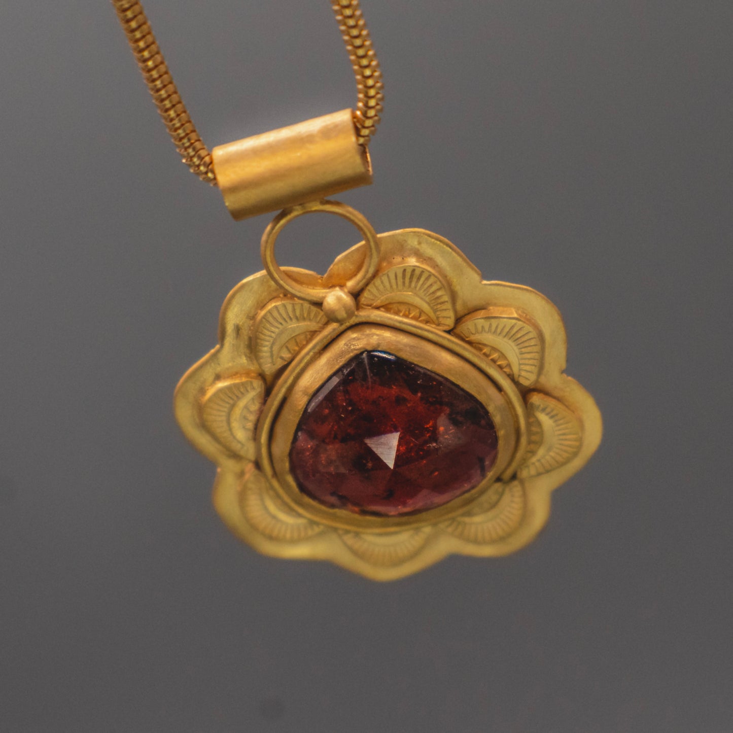 Desert Rose Necklace - 18k Vermeil Tourmaline Gold Necklace