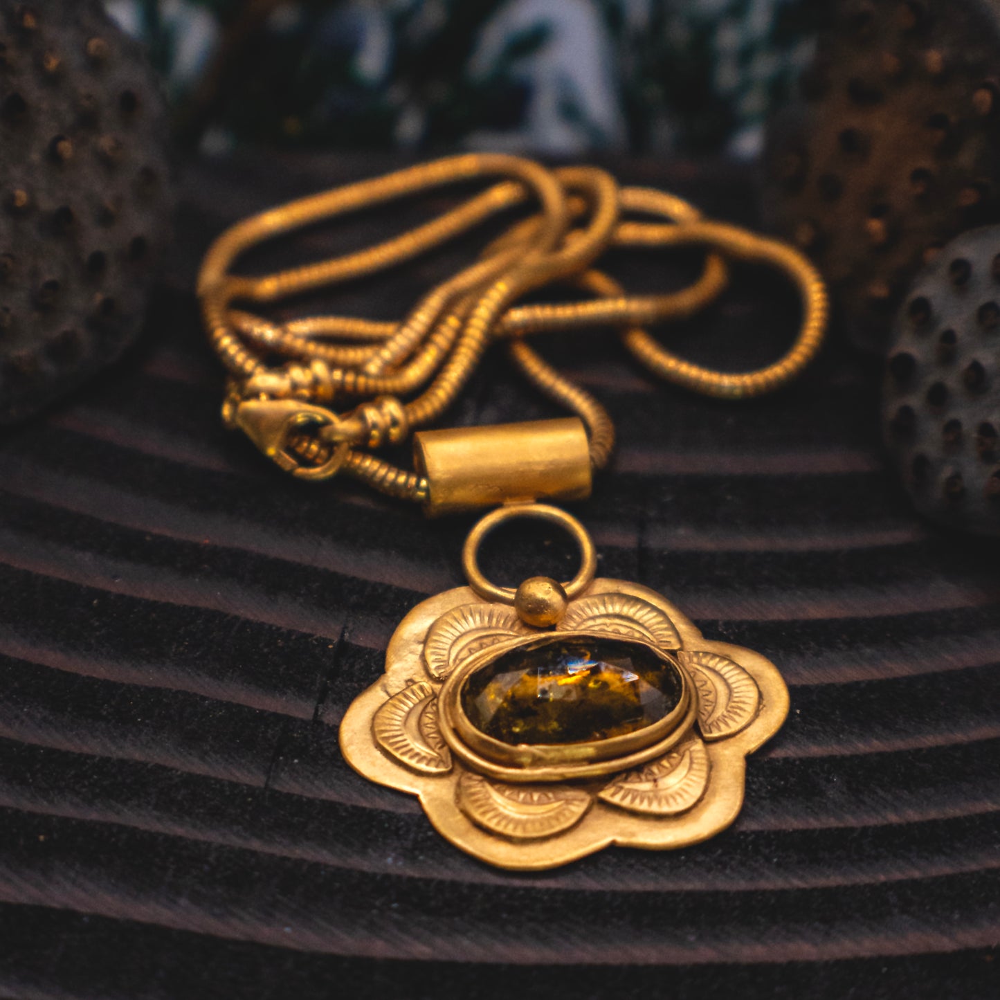 Desert Ember Necklace - Yellow Tourmaline Necklace in 18k Gold Vermeil