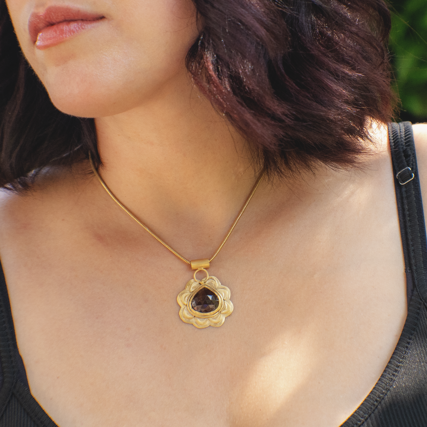 Desert Rose Necklace - 18k Vermeil Tourmaline Gold Necklace