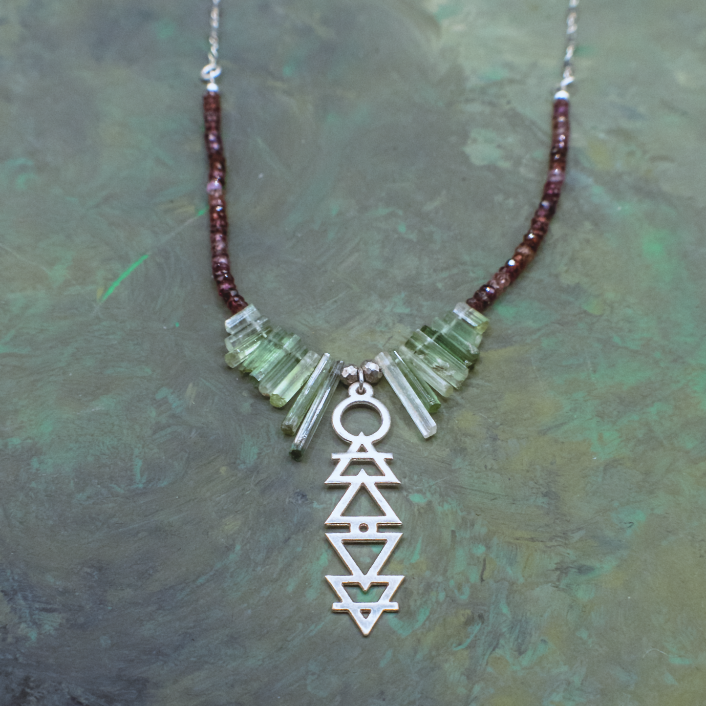 Alchemie Necklace I - Silver Gemstone Necklace with Alchemical Symbols