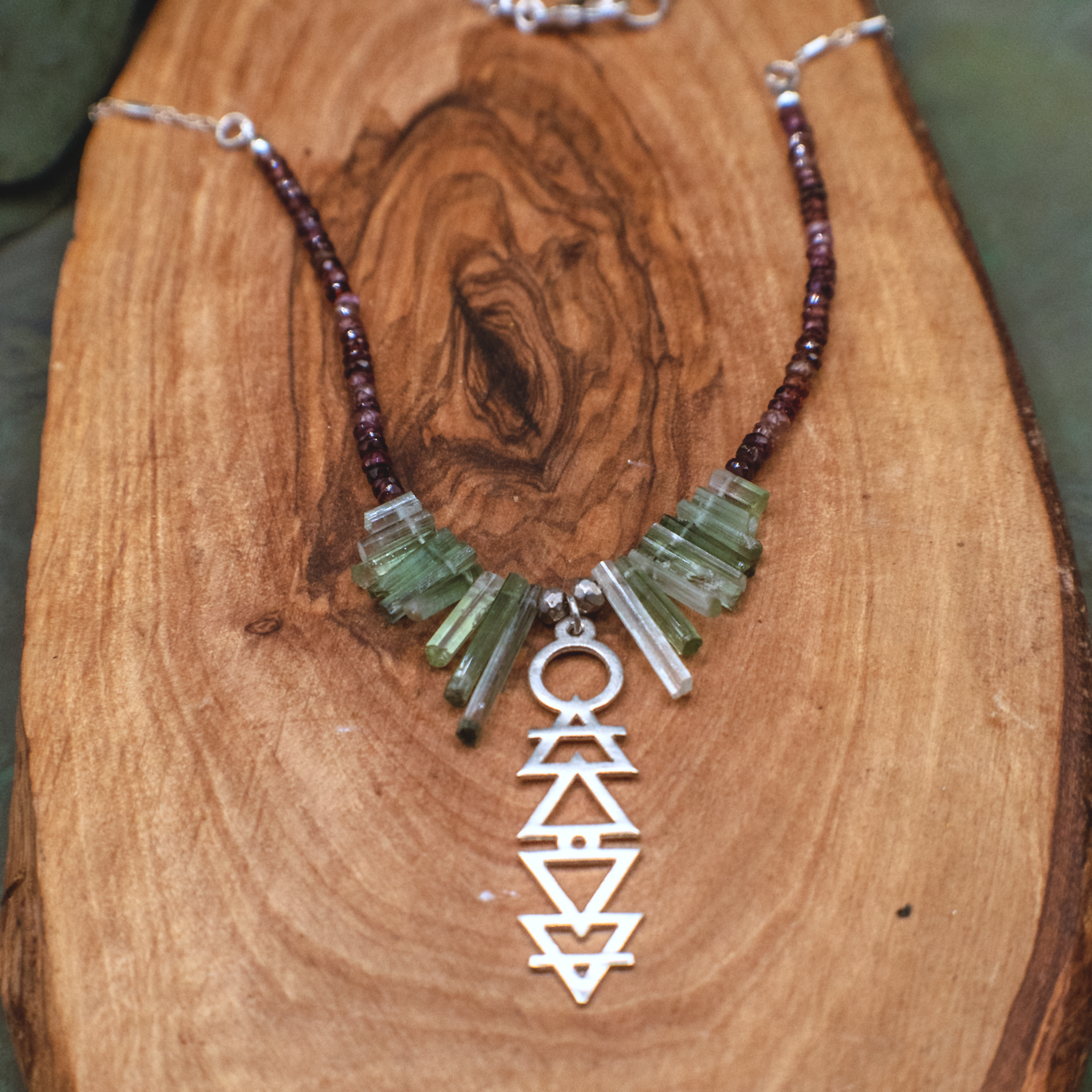 Alchemie Necklace I - Silver Gemstone Necklace with Alchemical Symbols