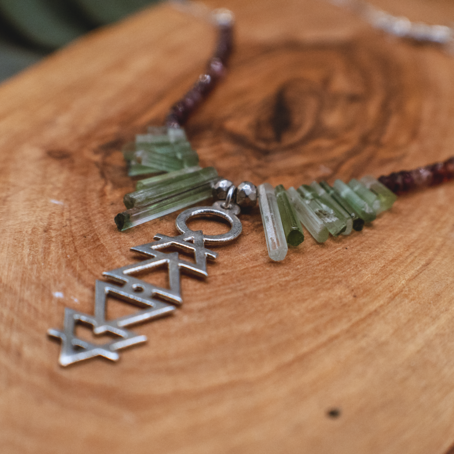 Alchemie Necklace I - Silver Gemstone Necklace with Alchemical Symbols