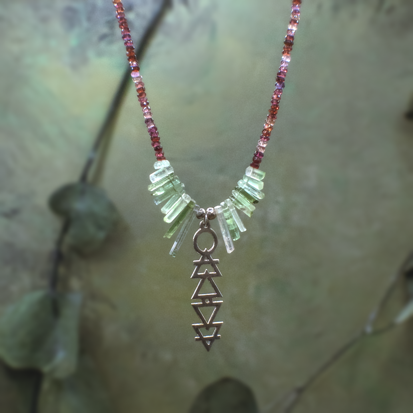 Alchemie Necklace I - Silver Gemstone Necklace with Alchemical Symbols