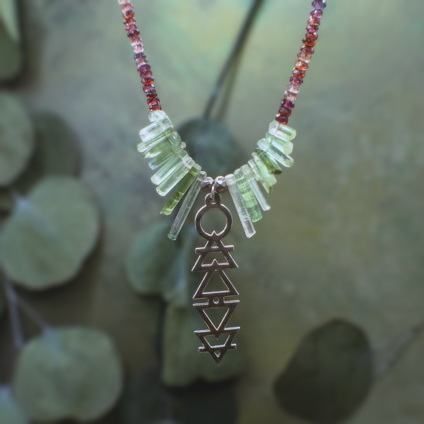 Alchemie Necklace I - Silver Gemstone Necklace with Alchemical Symbols