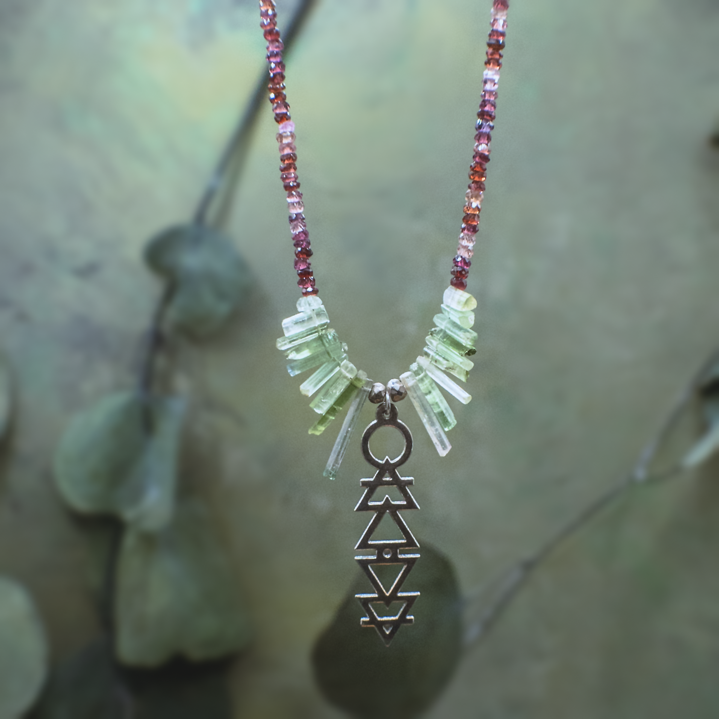 Alchemie Necklace I - Silver Gemstone Necklace with Alchemical Symbols