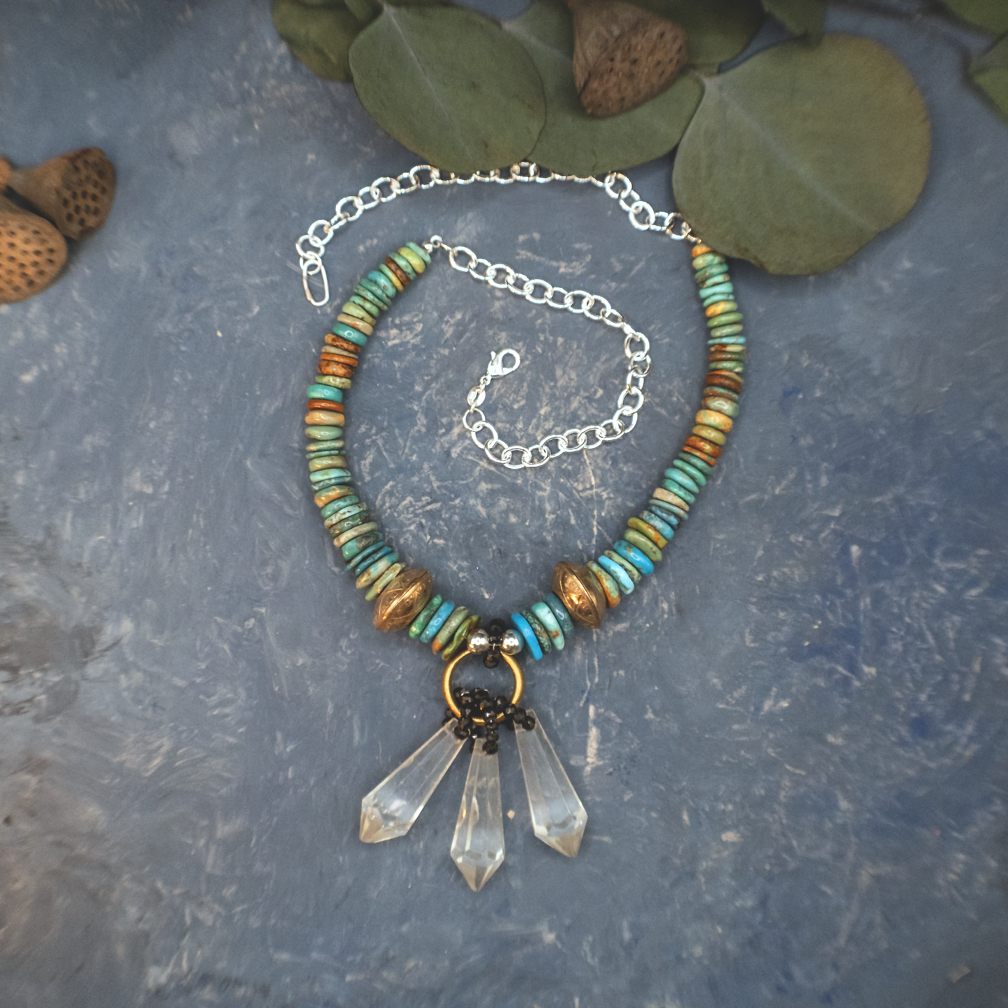 Gold Plated Antique Half Penny Coin and Bohemian Crystal Necklace