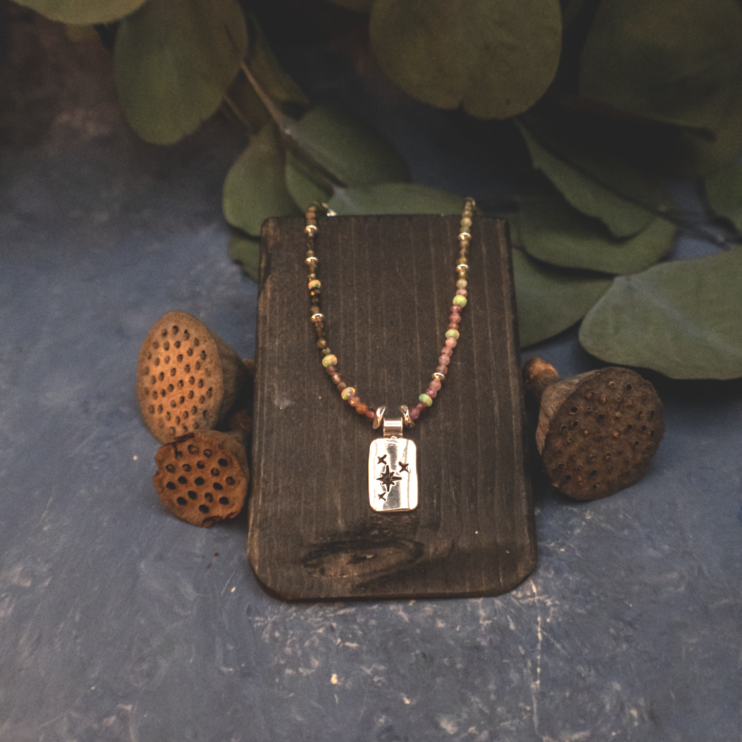 Starseed Tourmaline and Opal Necklace V