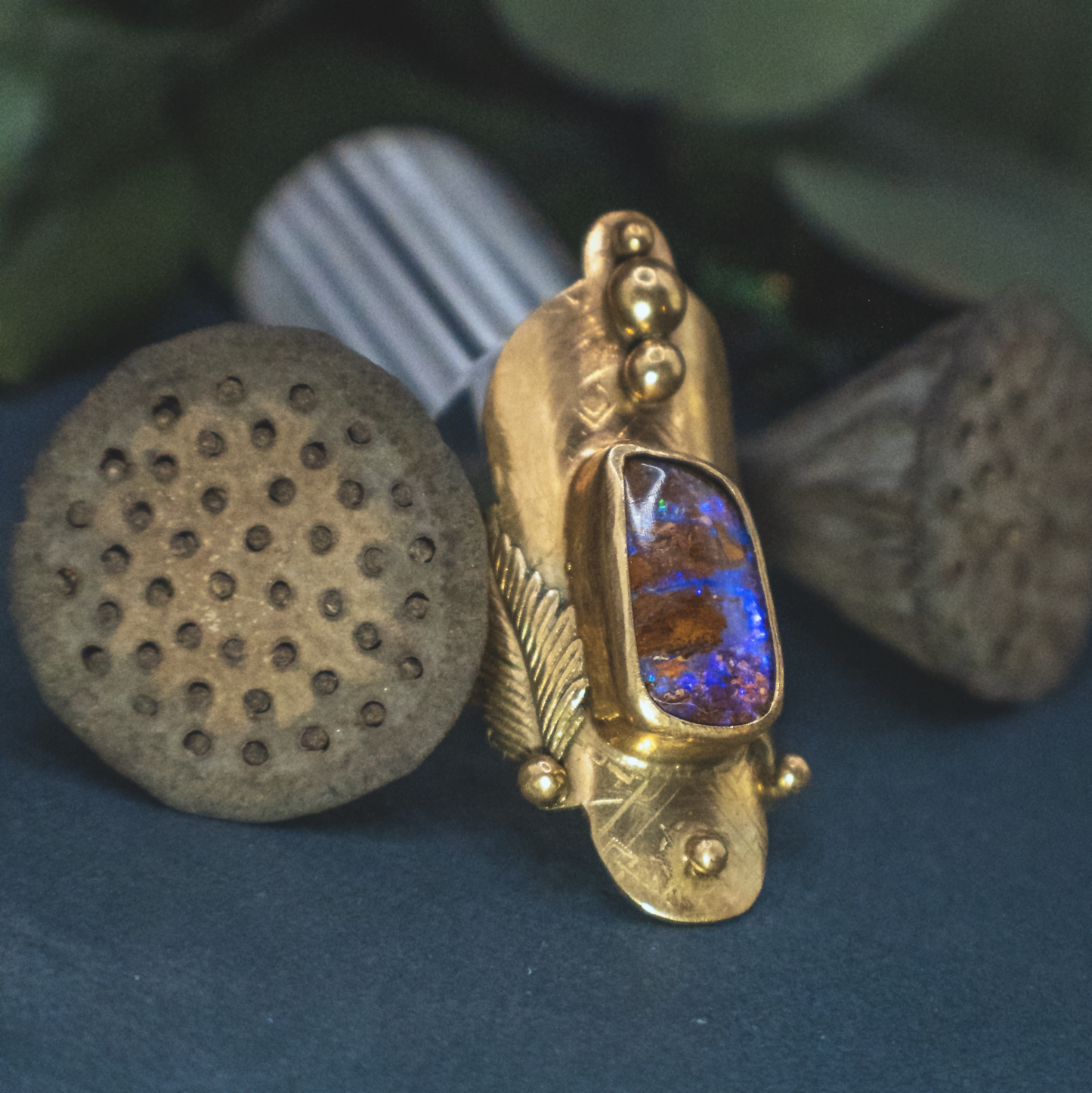 Illuminated River Ring - Australian Boulder Opal and 18k Gold Vermeil