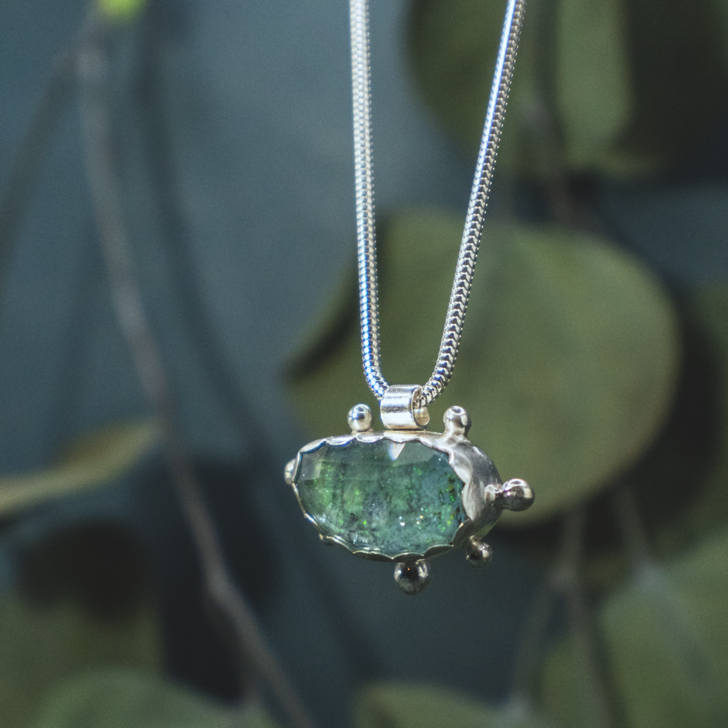 Rainshadow Necklace II - Sterling Silver Aquamarine and Opal Necklace