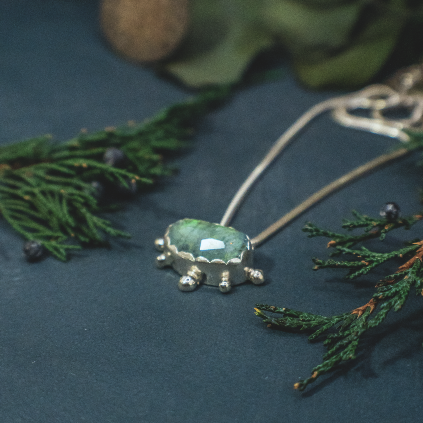 Rainshadow Necklace II - Sterling Silver Aquamarine and Opal Necklace