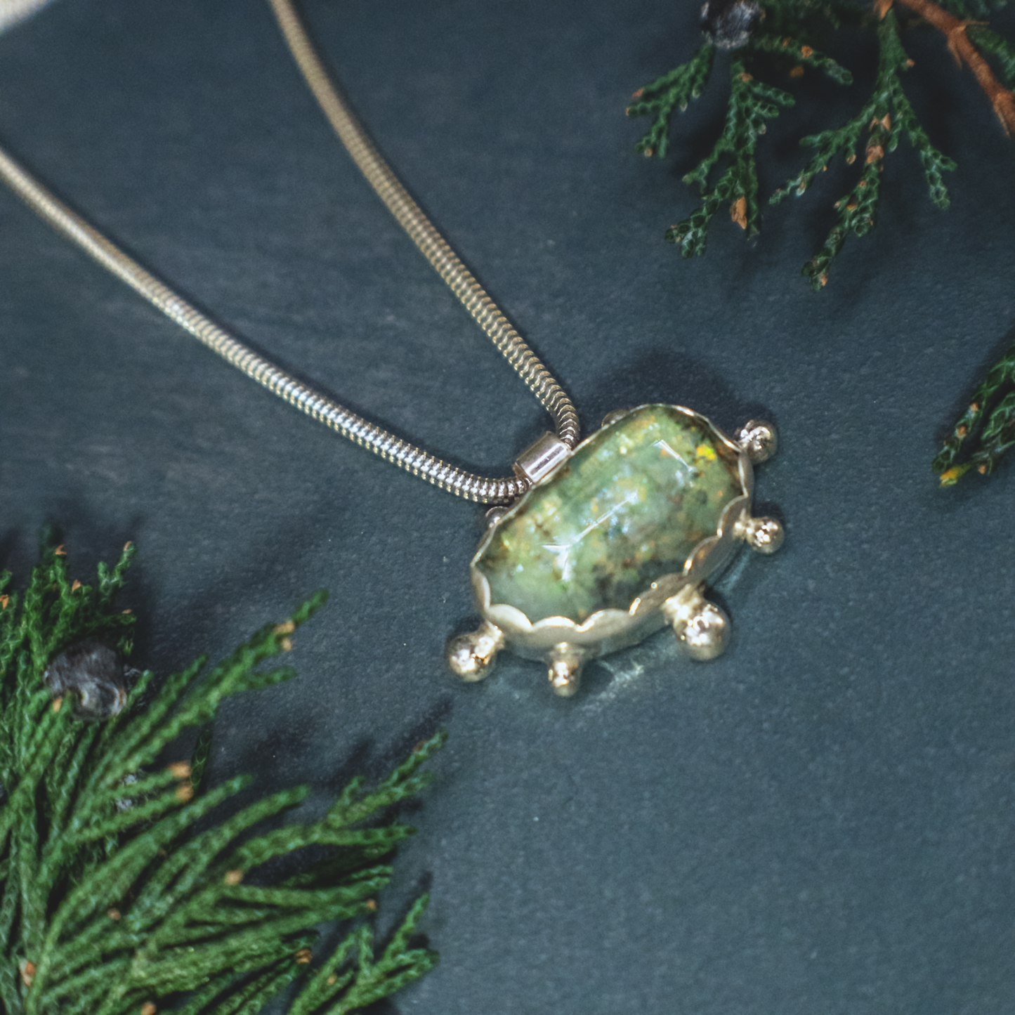 Rainshadow Necklace II - Sterling Silver Aquamarine and Opal Necklace