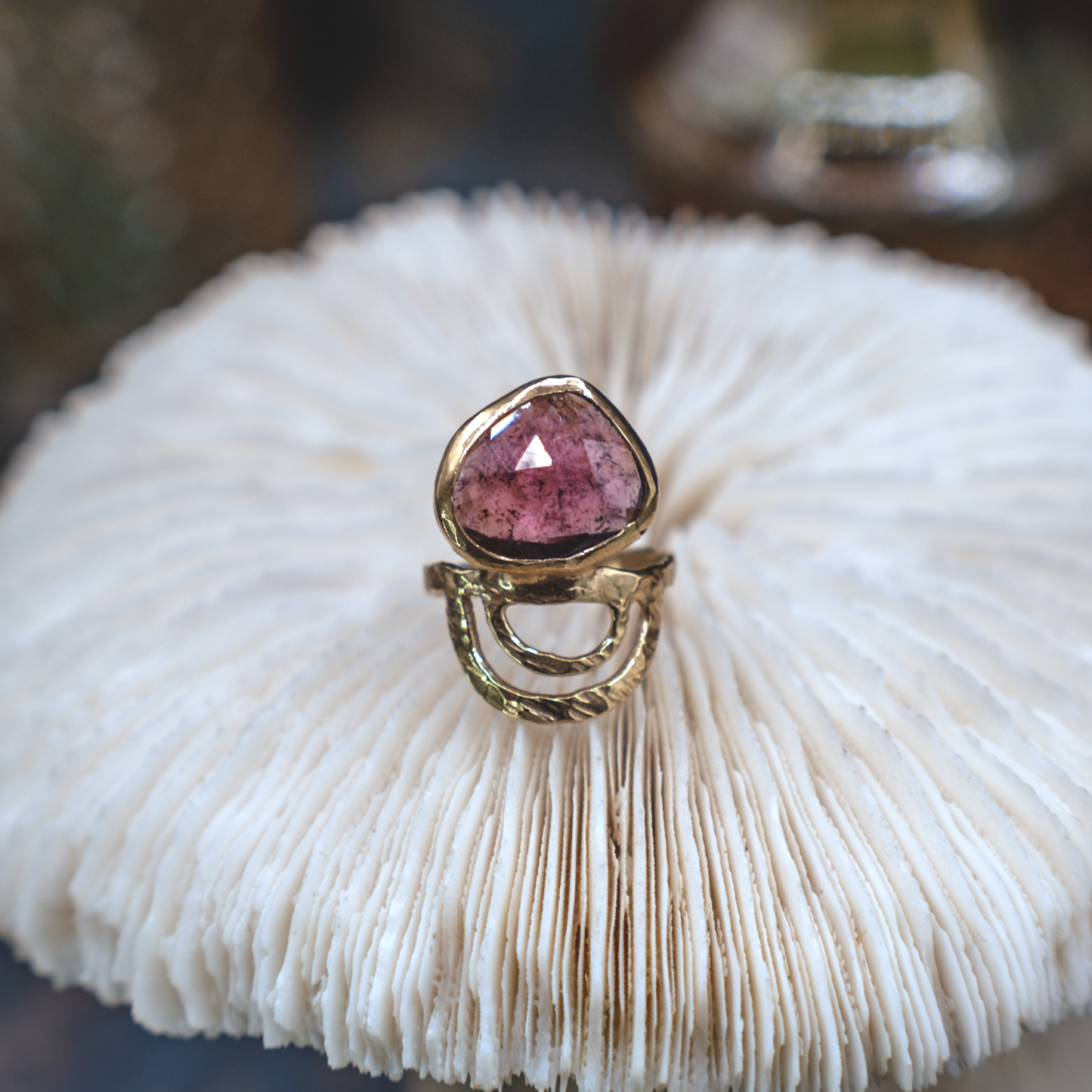 Radiance Ring I - 18K Gold Vermeil and Rose Cut Tourmaline