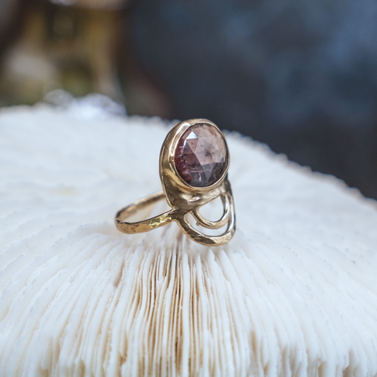 Radiance Ring II - 18K Gold Vermeil and Rose Cut Tourmaline