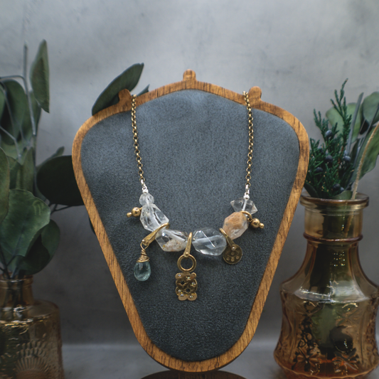 Oracle of Light Necklace - 18K Gold Vermeil, Sapphire, Diamond, Aquamarine, Garden Quartz Necklace