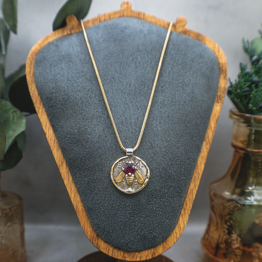 Queen's Sigil Necklace - Gold, Silver, Ruby, Ancient Coin