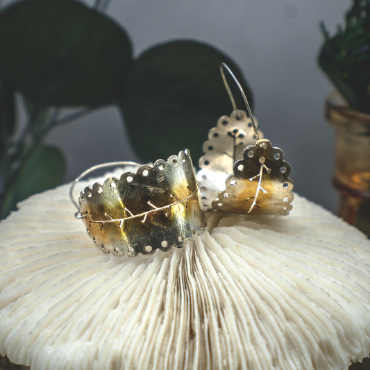 Curling Leaf Earrrings - Handmade 18k Vermeil or Silver Earrings