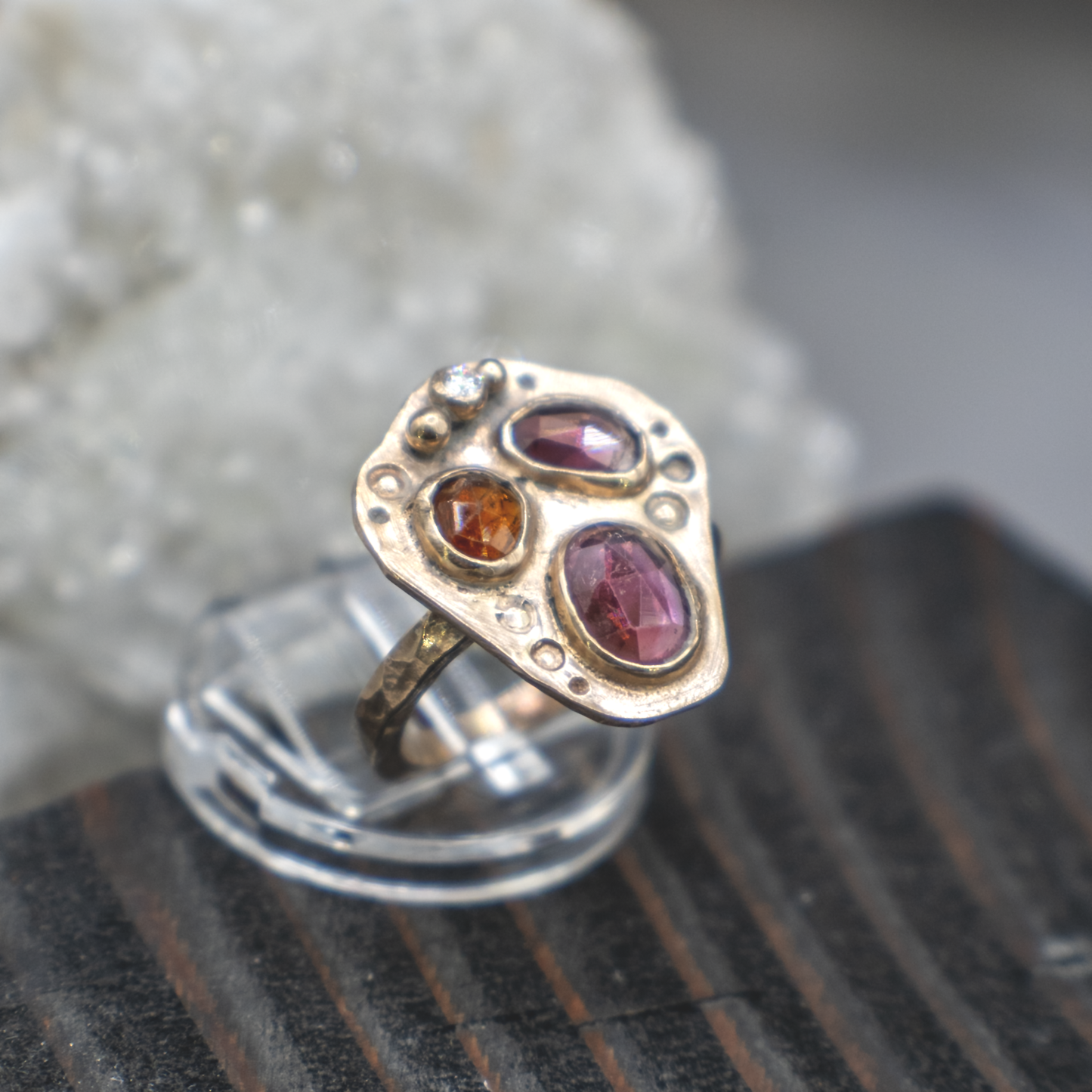 Midsummer Ember Ring II - Multi-colored Tourmaline, White Diamond, 18K Gold Vermeil Ring