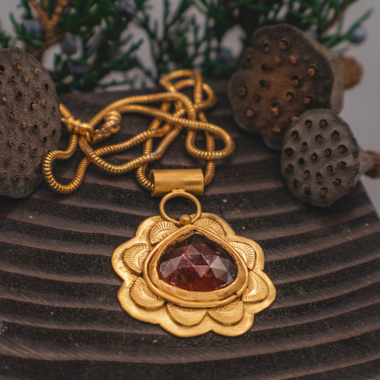 Desert Rose Necklace - 18k Vermeil Tourmaline Gold Necklace