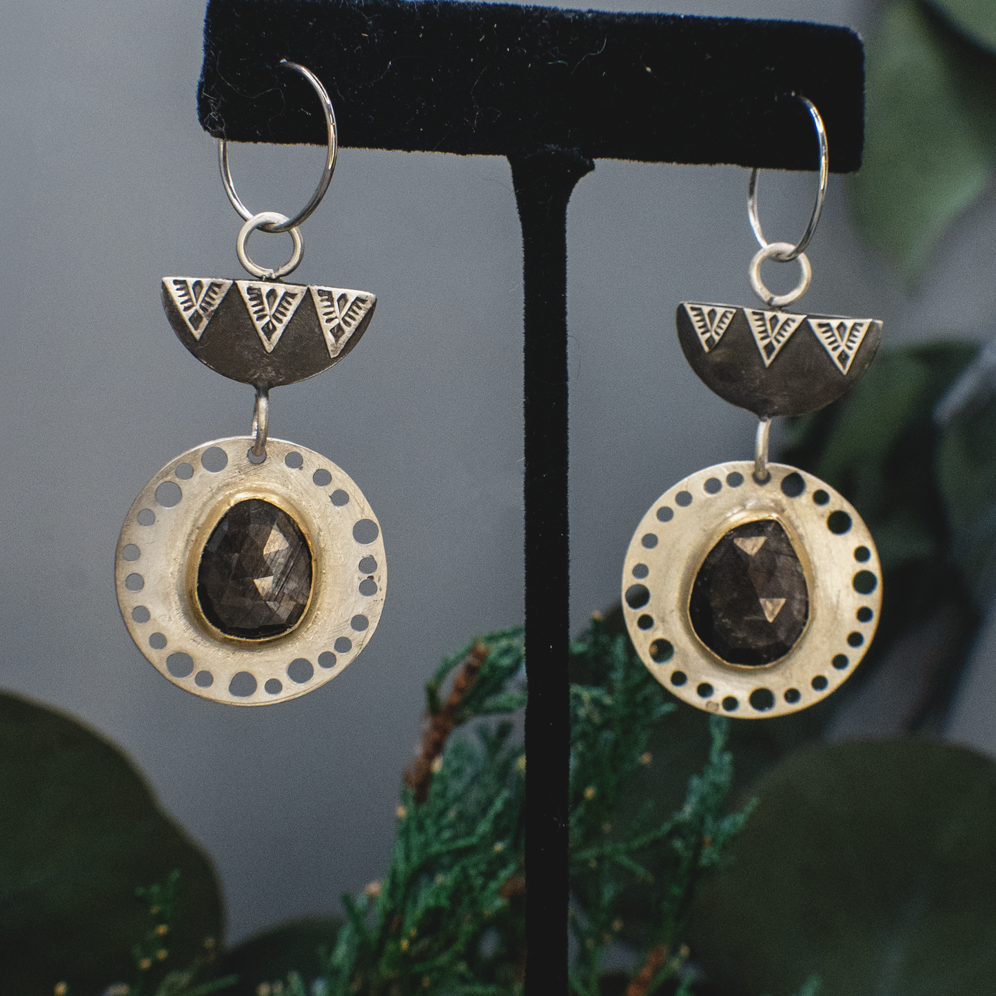 Dusk Earrings - 18k Gold and Sterling Silver Sapphire Earrings