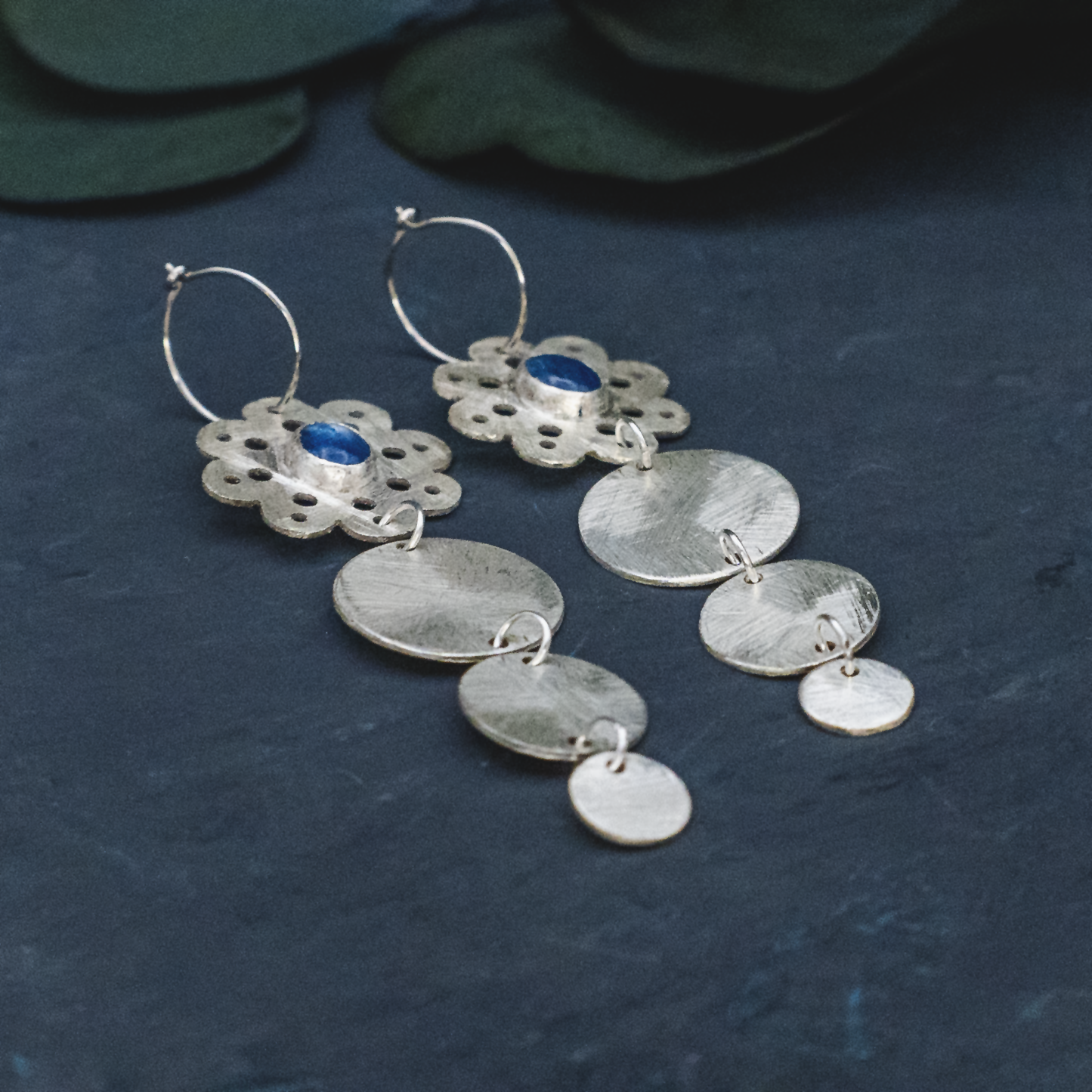 Cornflower Earrings - Silver Handmade Kyanite Earrings