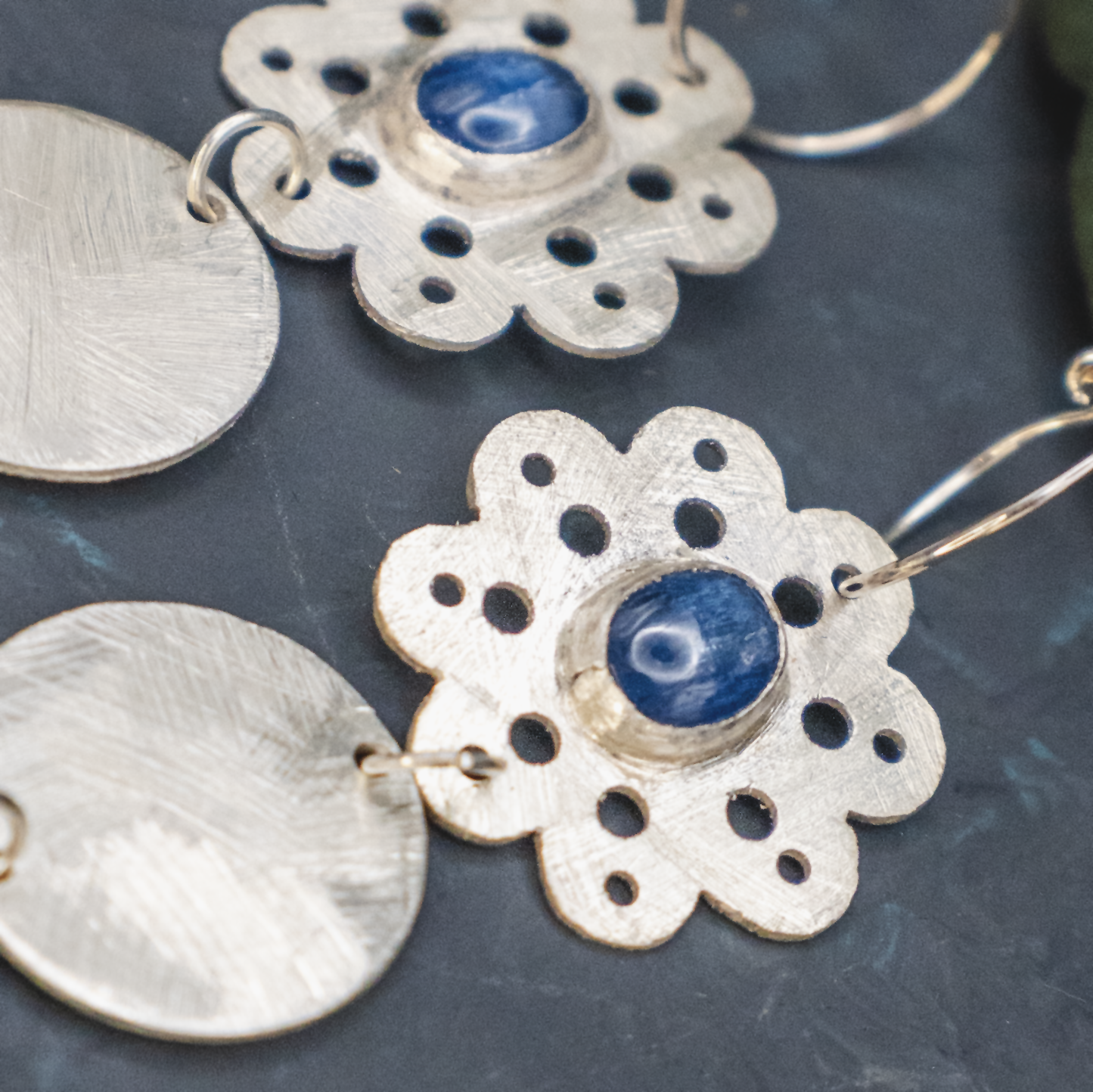 Cornflower Earrings - Silver Handmade Kyanite Earrings