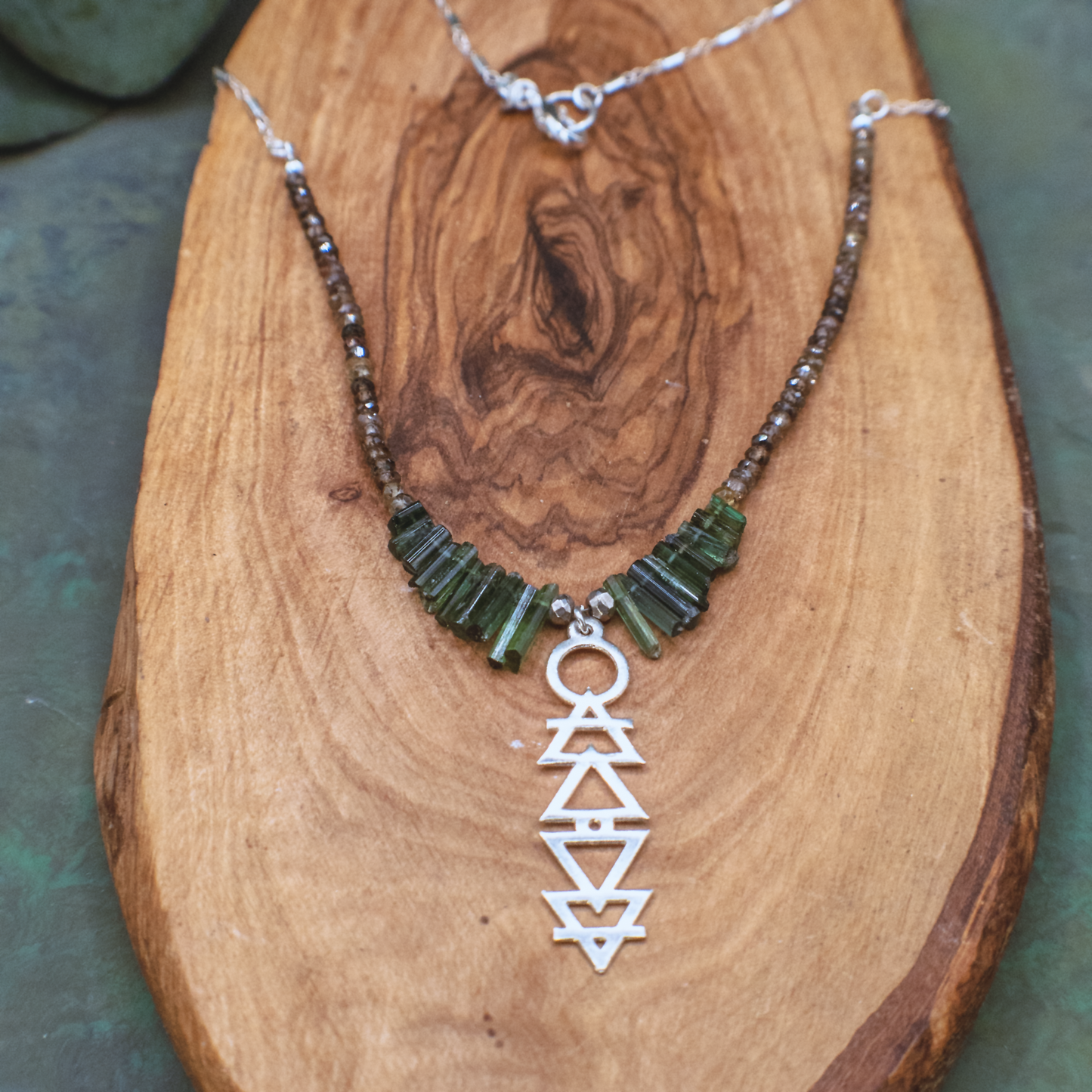 Alchemie Necklace II - Silver Gemstone Necklace with Alchemical Symbols