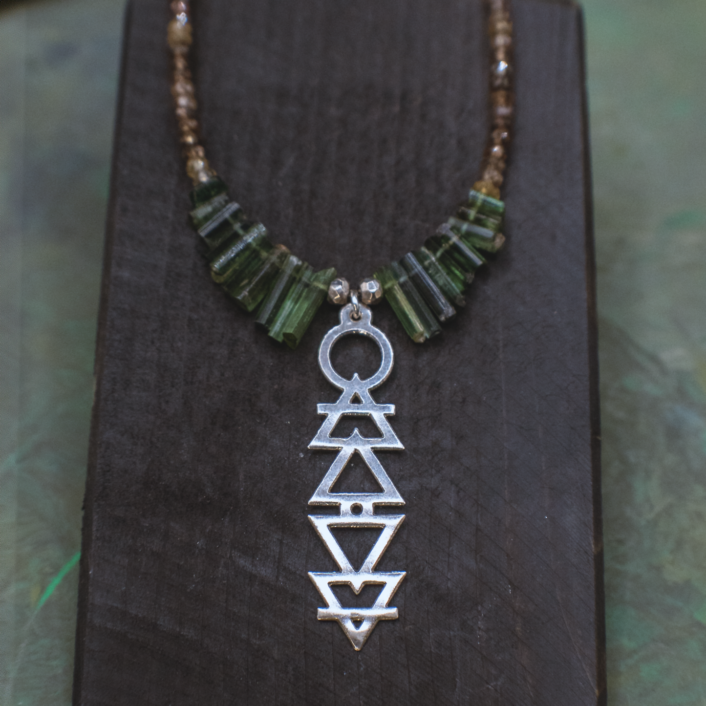 Alchemie Necklace II - Silver Gemstone Necklace with Alchemical Symbols