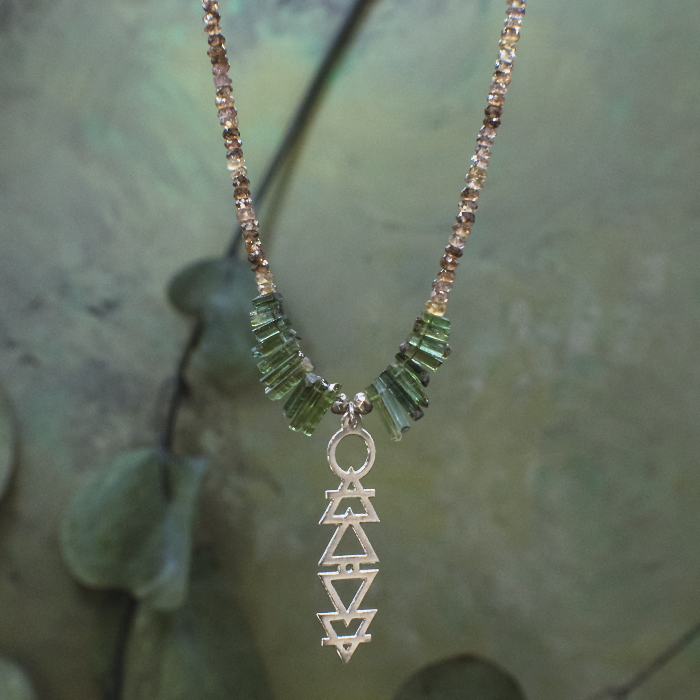 Alchemie Necklace II - Silver Gemstone Necklace with Alchemical Symbols