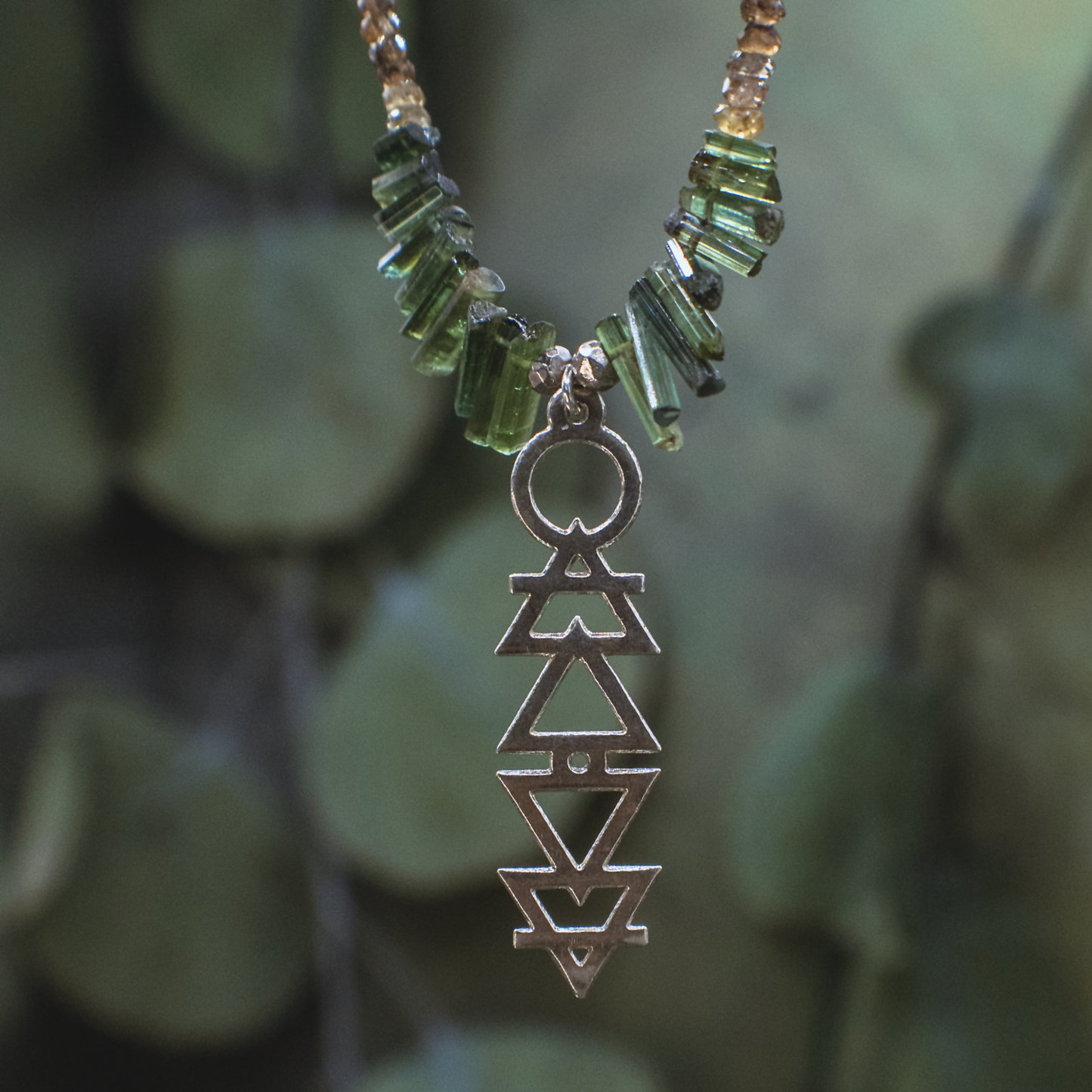 Alchemie Necklace II - Silver Gemstone Necklace with Alchemical Symbols