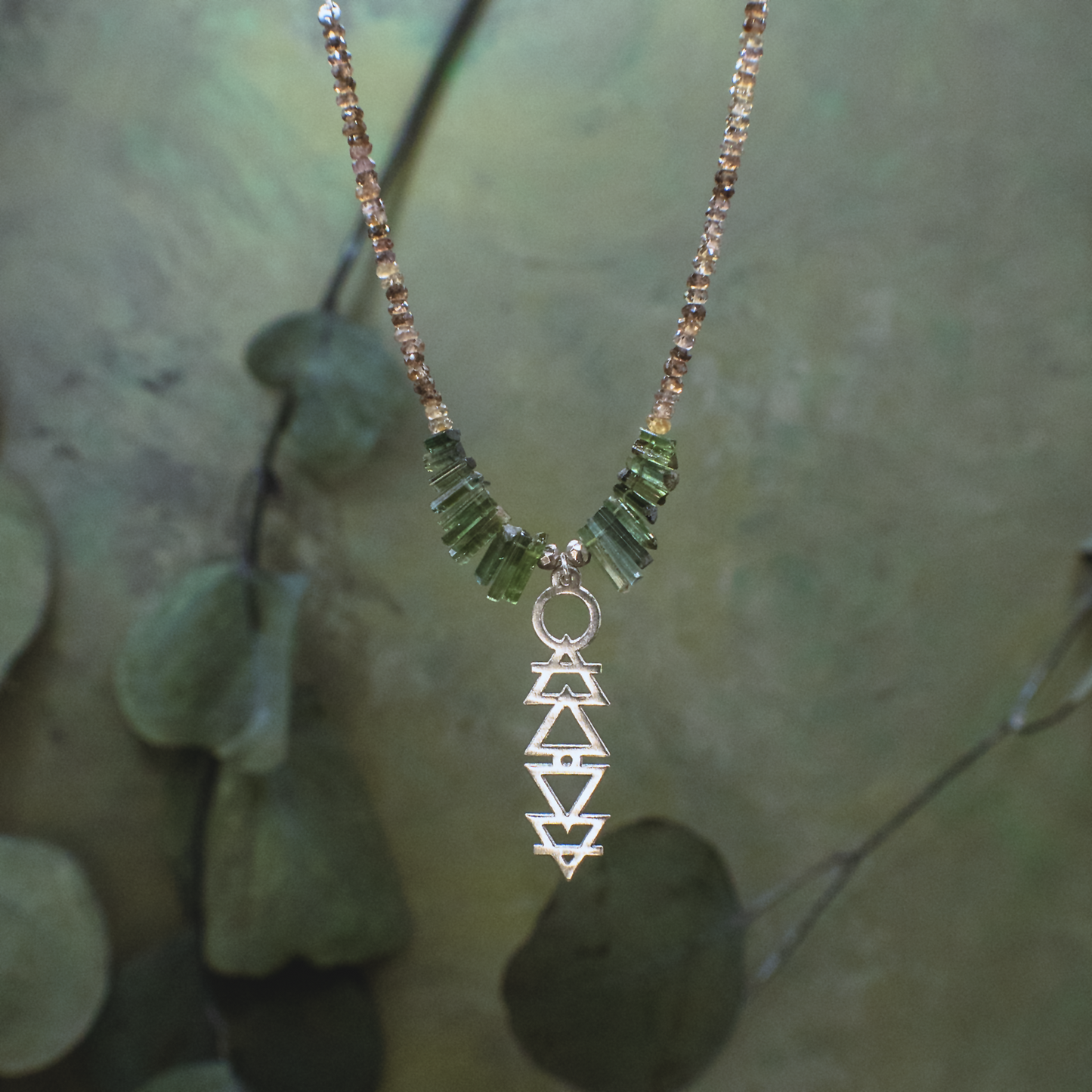 Alchemie Necklace II - Silver Gemstone Necklace with Alchemical Symbols