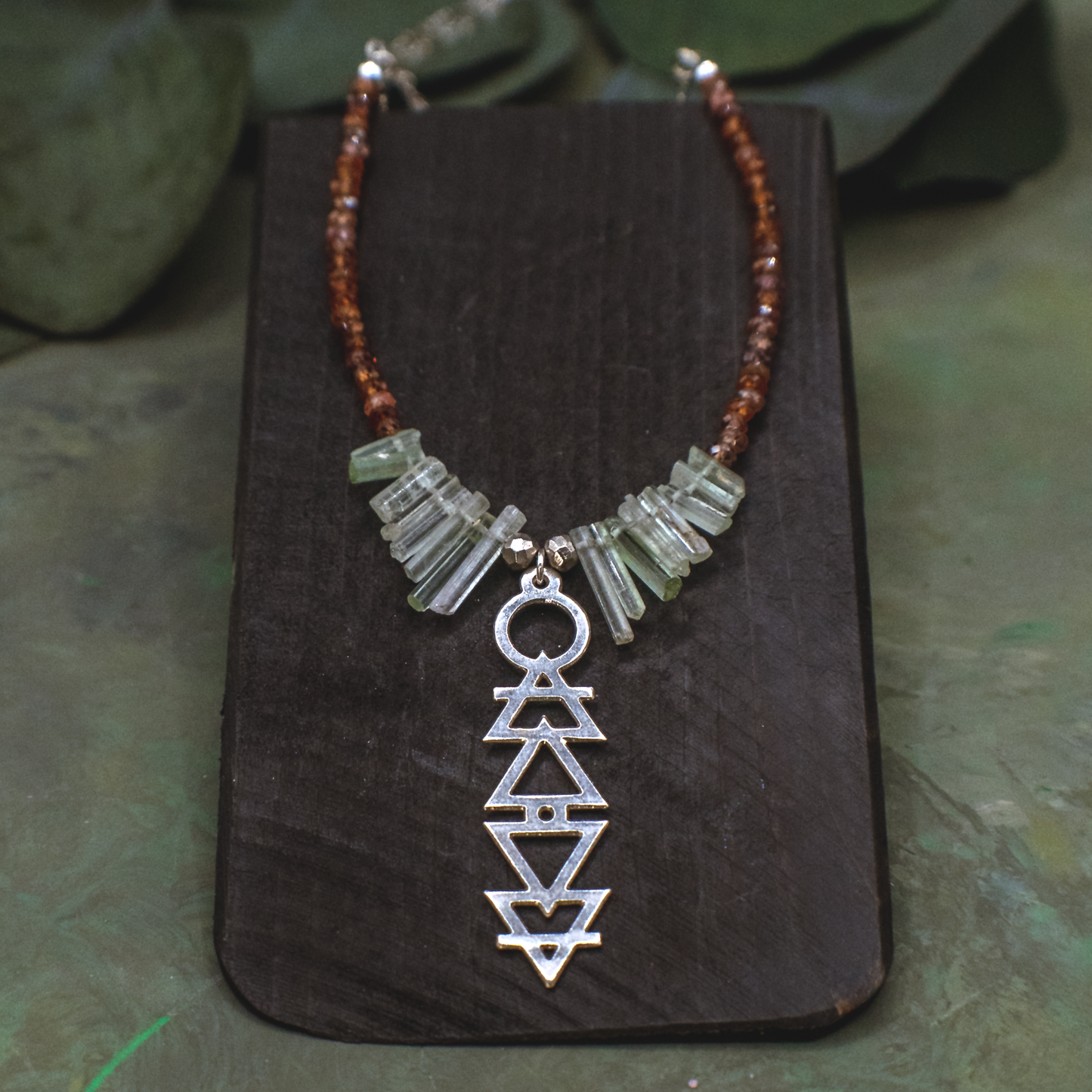 Alchemie Necklace III - Silver Gemstone Necklace with Alchemical Symbols