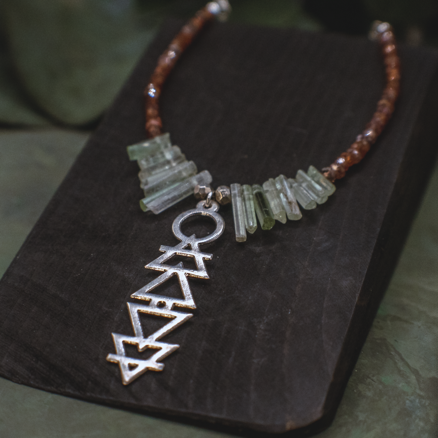 Alchemie Necklace III - Silver Gemstone Necklace with Alchemical Symbols