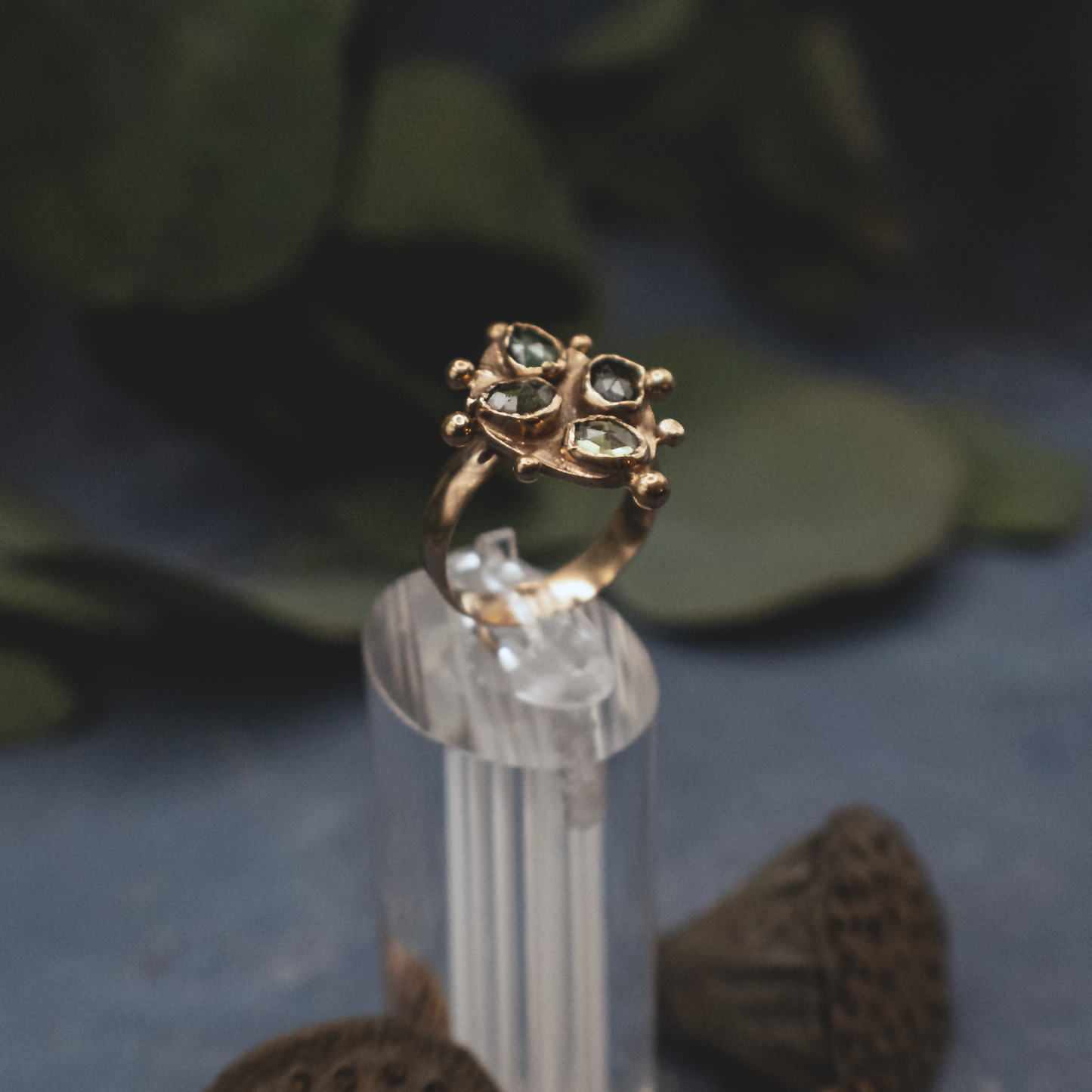 Ambrosia Seed Pod Ring I - Rose Cut Tourmaline Ring