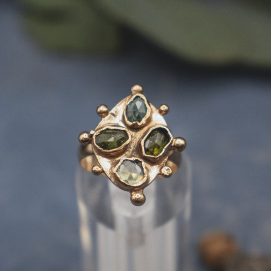 Ambrosia Seed Pod Ring I - Rose Cut Tourmaline Ring