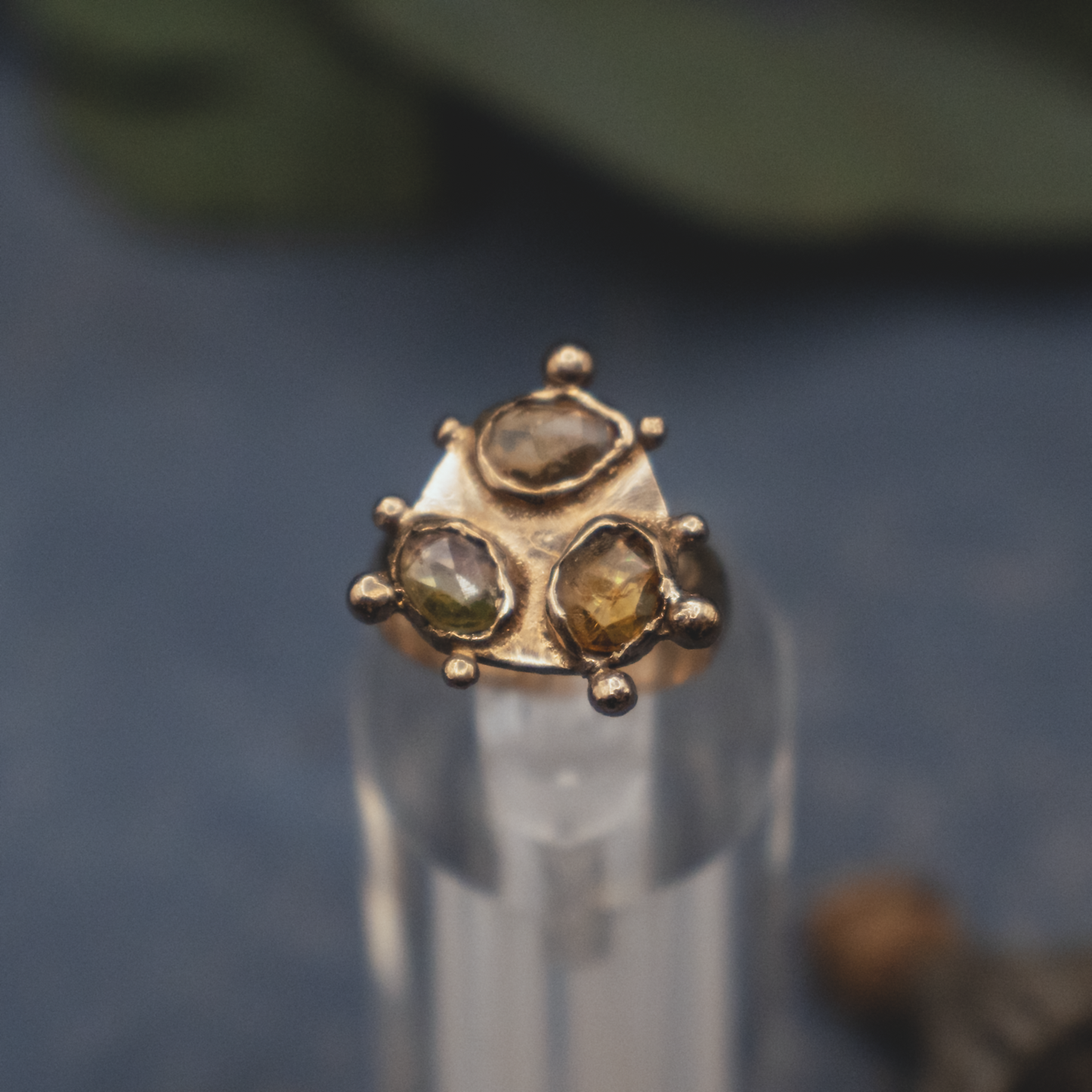 Ambrosia Seed Pod Ring II - 18K Gold Vermeil Tourmaline Ring