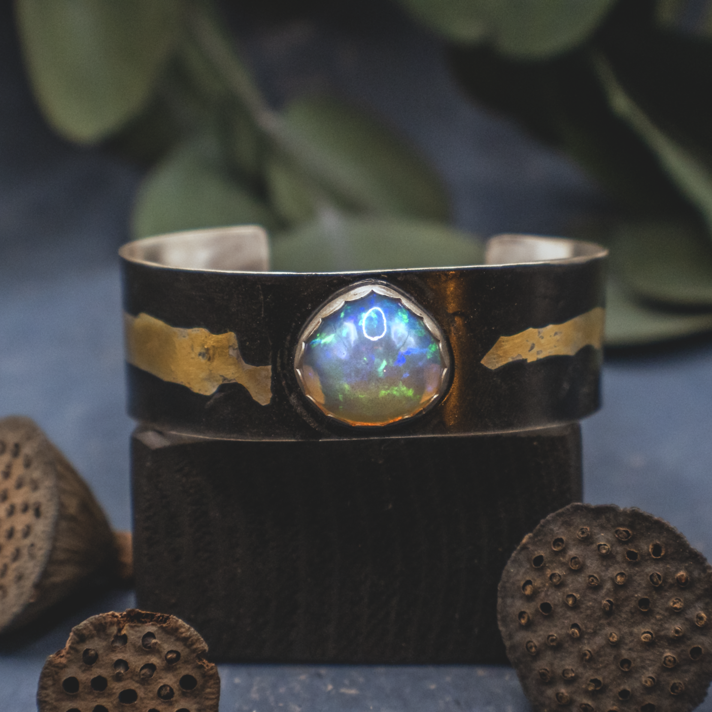 Jelly Opal Gold Painted Cuff