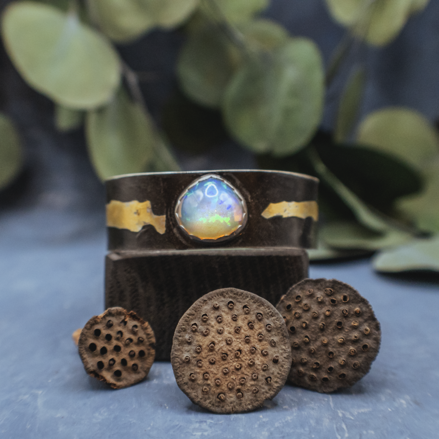 Jelly Opal Gold Painted Cuff