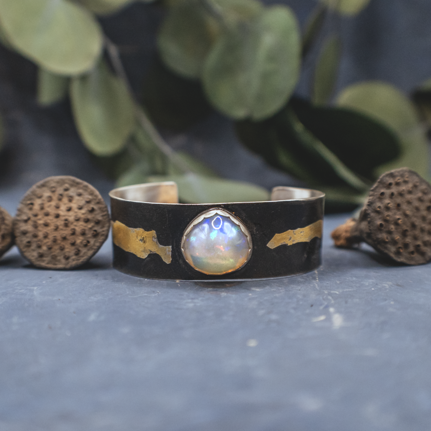 Jelly Opal Gold Painted Cuff