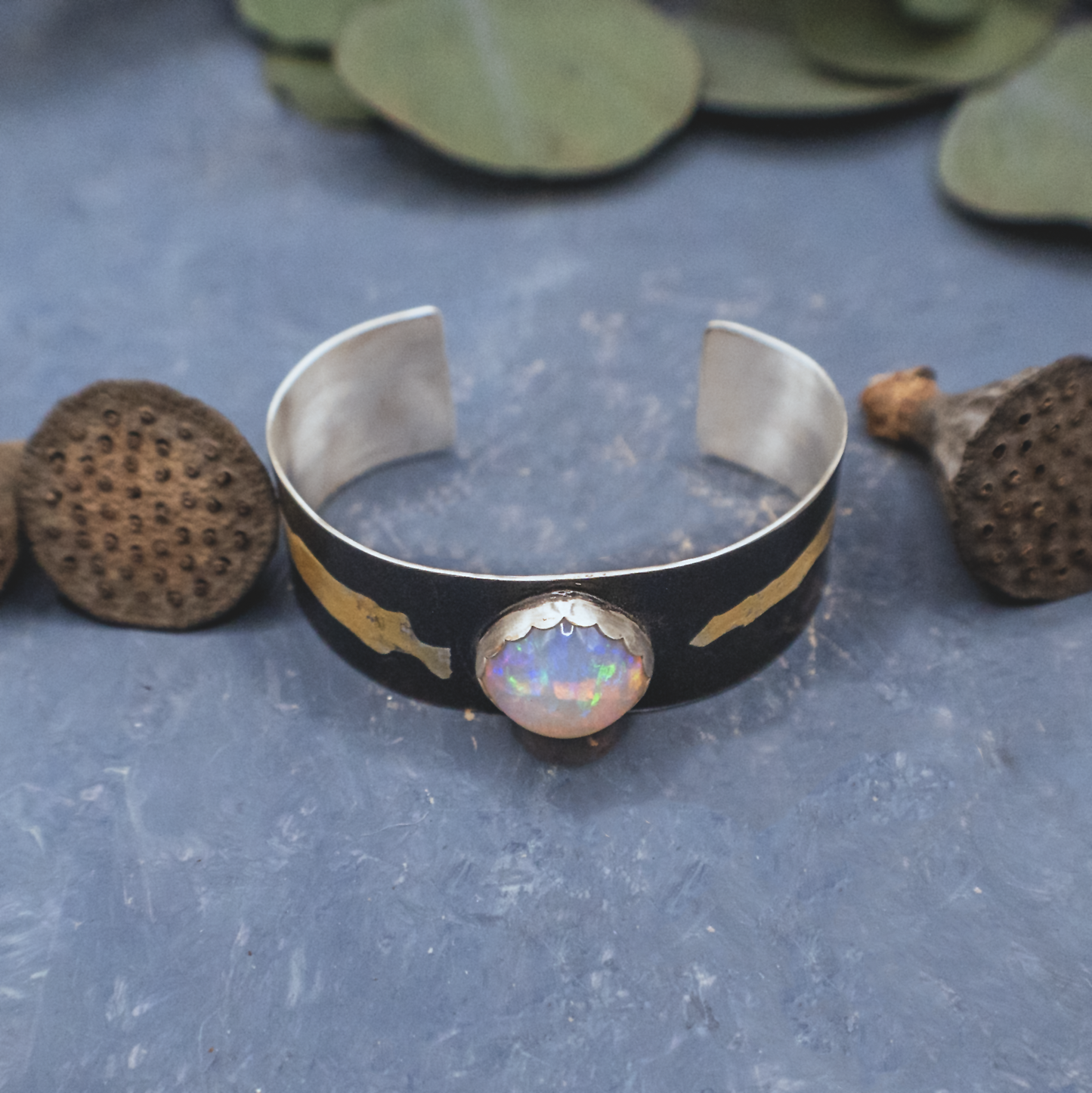 Jelly Opal Gold Painted Cuff